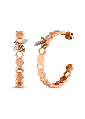 Серьги BeeGoddess Honeycomb Розовое золото