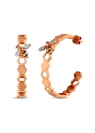Серьги Bee Goddess Honeycomb Розовое золото