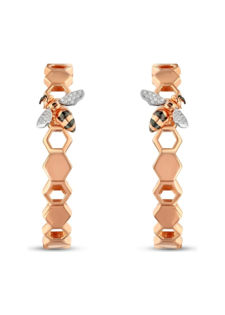 Серьги BeeGoddess Honeycomb Розовое золото