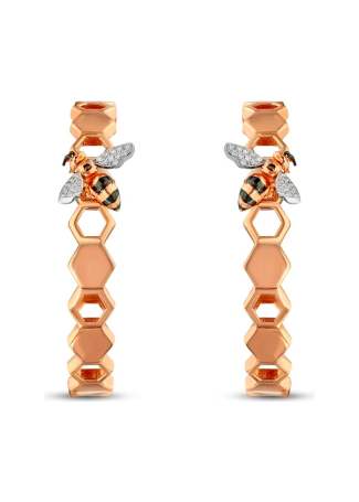 Серьги Bee Goddess Honeycomb Розовое золото