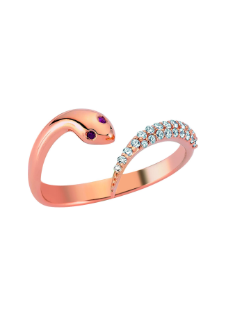 Сақина Bee Goddess Serpent Қызғылт алтын