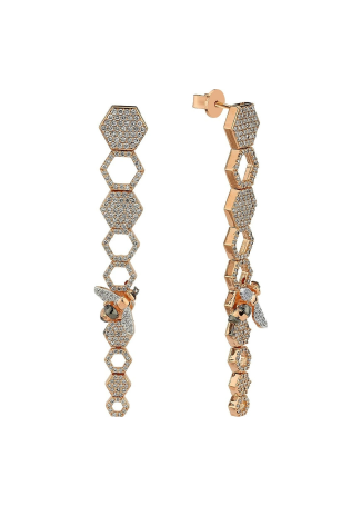 Серьги Bee Goddess Honeycomb Розовое золото