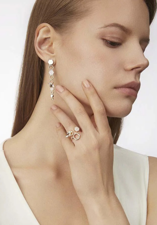 Bee Goddess Honeycomb Ring Rose Gold