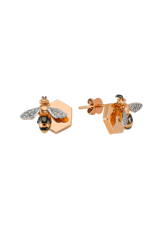 Серьги Bee Goddess Honeycomb Розовое золото