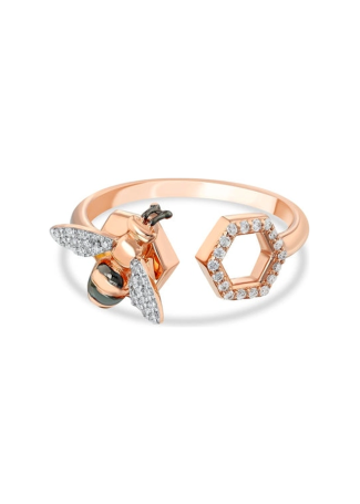 Кольцо Bee Goddess Honeycomb Розовое золото