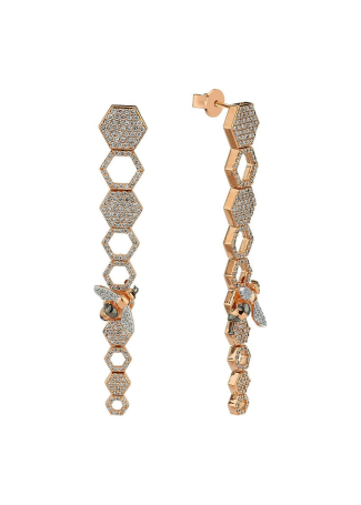 Серьги Bee Goddess Honeycomb Розовое золото