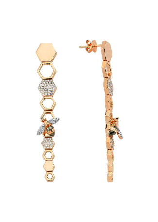 Серьги Bee Goddess Honeycomb Розовое золото
