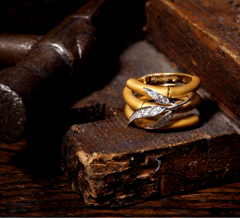 Кольцо CarreraYCarrera Bambu Желтое золото