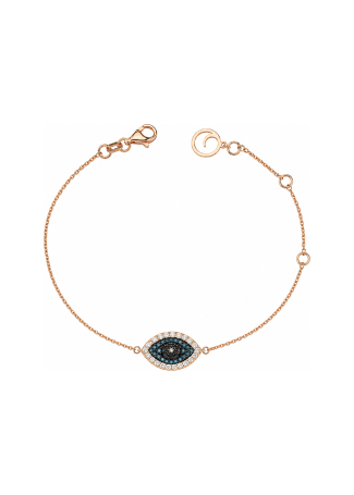 Bracelet, Bracelet-Ring Bee Goddess Eye Light Rose Gold, Silver
