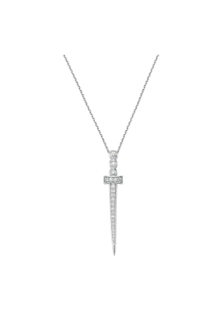 Bee Goddess Sword of Light White Gold Necklace