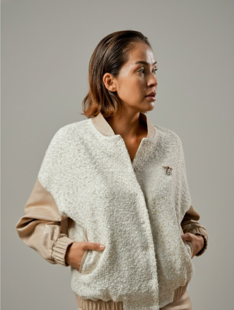 Бомбер Zardozi Shades of White Шерсть