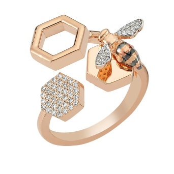 Кольцо BeeGoddess Honeycomb Розовое золото