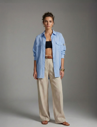 ZARDOZI Рубашка Zardozi Linen Лен Голубой M