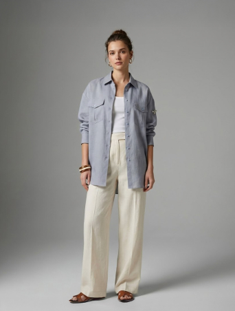 ZARDOZI Рубашка Zardozi Linen Лен Голубой M