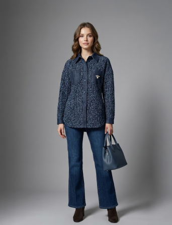 ZARDOZI Рубашка Zardozi Denim Хлопок Синий M