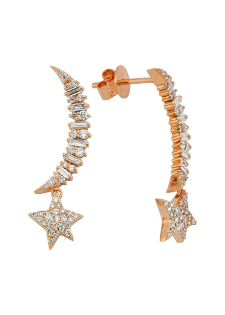 Earrings Bee Goddess Sirius Star Rose Gold