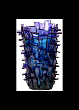 Vase Venini Clippings Murano Glass Blue