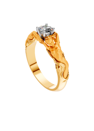 Кольцо CarreraYCarrera Solitario Juntos Желтое золото