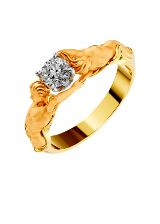 Кольцо CarreraYCarrera Solitario Juntos Желтое золото
