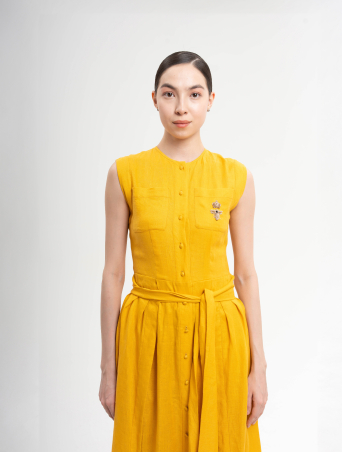 Dress Zardozi Linen Flax