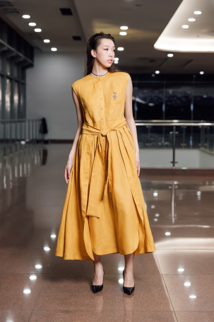 Dress Zardozi Linen Flax