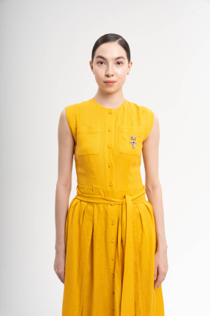 Dress Zardozi Linen Flax