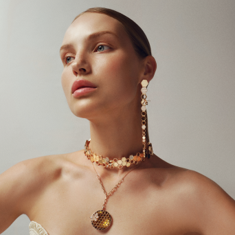 Колье BeeGoddess Honeycomb Розовое золото