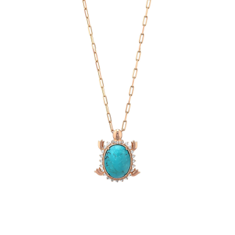 Bee Goddess Turtle Necklace Rose Gold