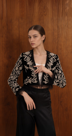 Jacket Zardozi Takshila Couture Velvet