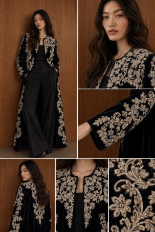 Bathrobe Zardozi Takshila Couture Velvet