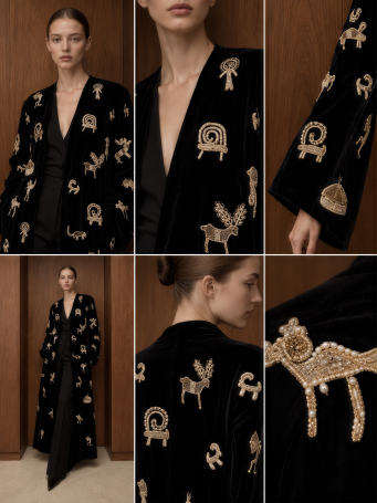 Bathrobe Zardozi Takshila Couture Velvet