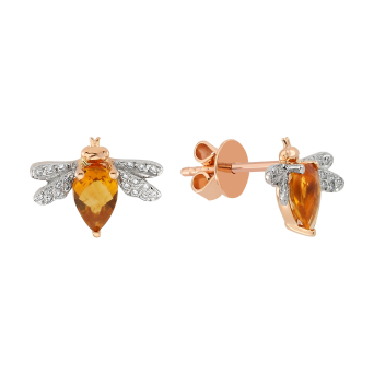 Моно серьга BeeGoddess Bee Розовое золото