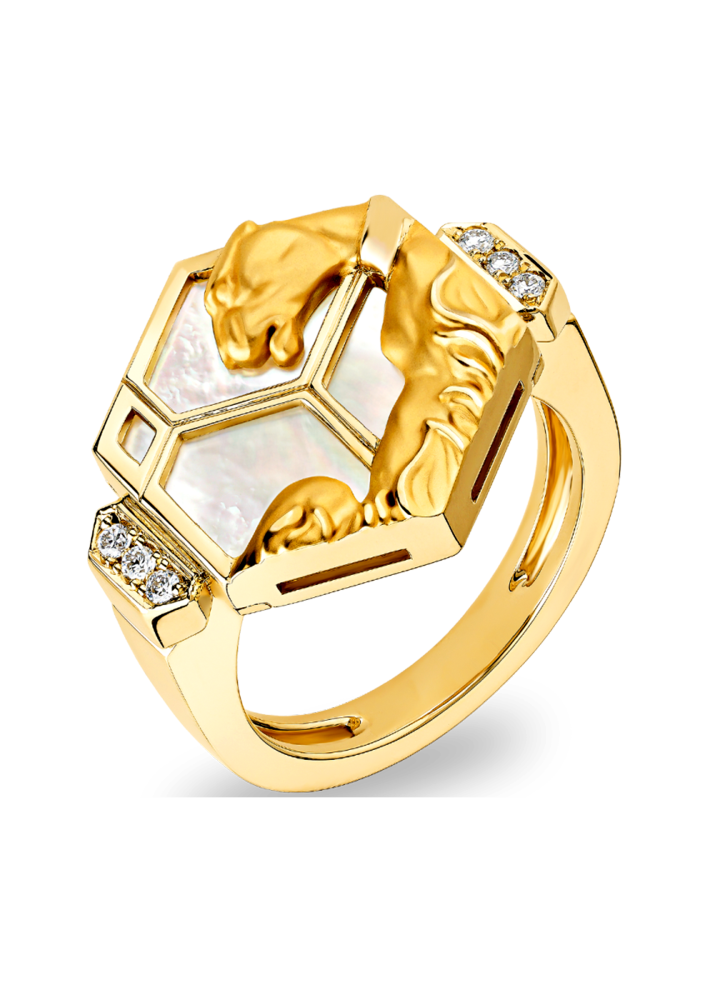 Купить Кольцо CarreraYCarrera Hexagon Желтое золото – премиальные кольца ZhannaKanGroup