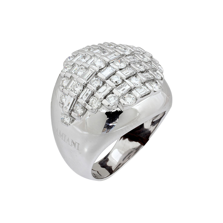 Купить Кольцо Damiani Bamboo D Белое золото – премиальные кольца ZhannaKanGroup