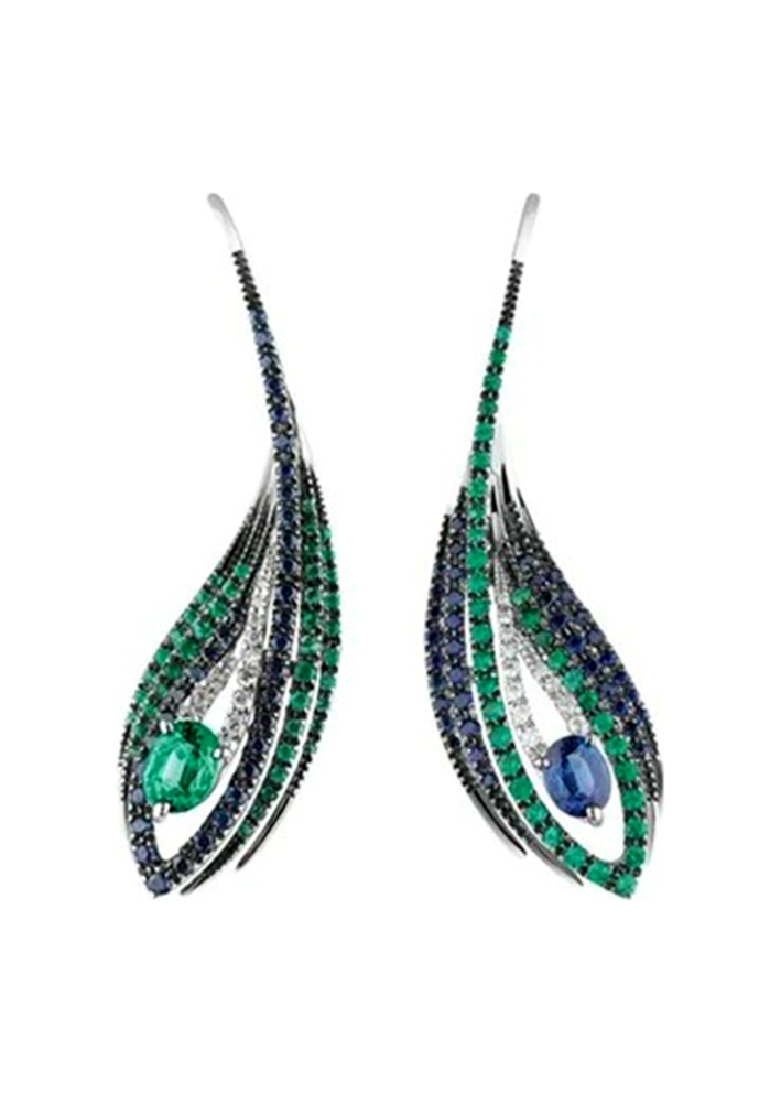 Купить Серьги Damiani Peacock Белое золото – премиальные ZhannaKanGroup