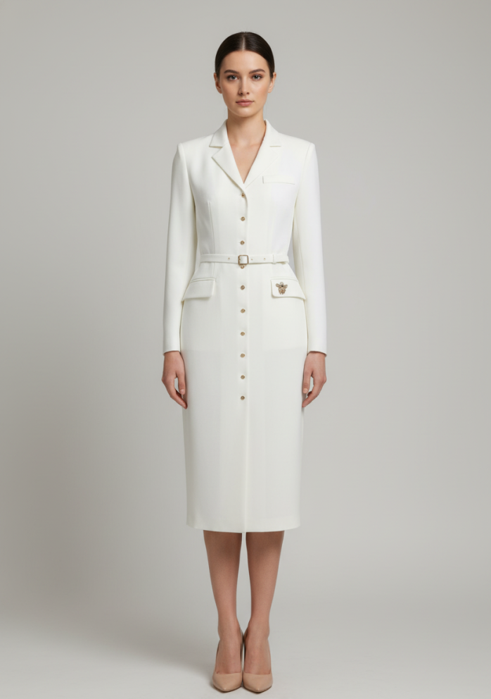 Купить Платье Zardozi Shades of White Шерсть – премиальные платья ZhannaKanGroup