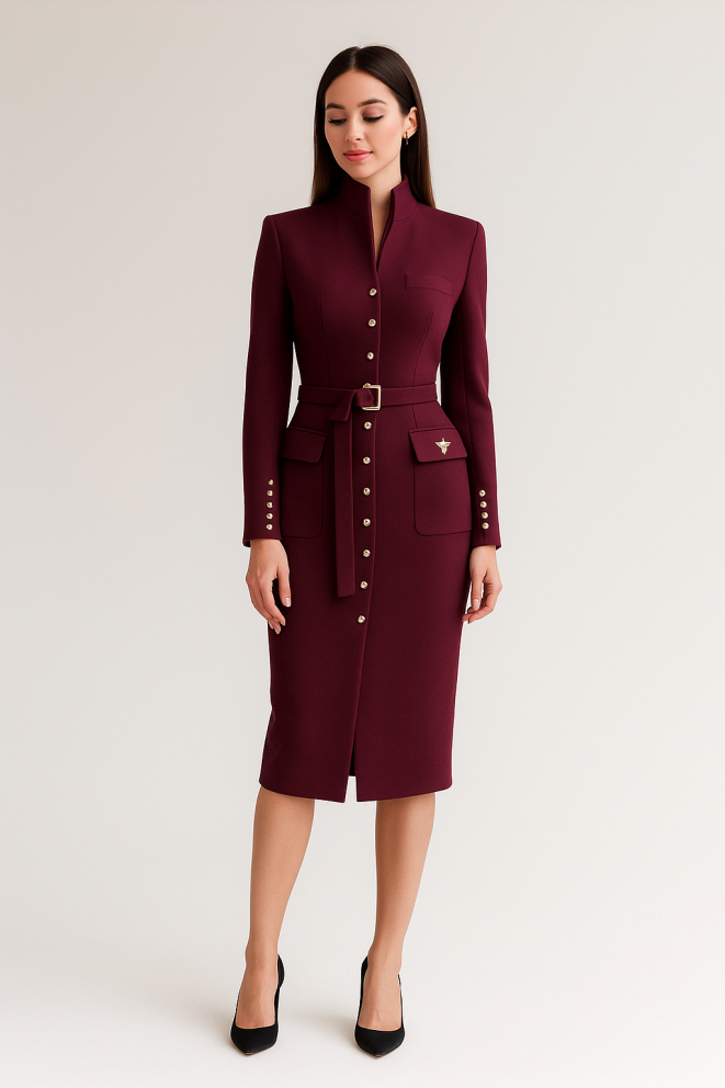 Купить Платье Zardozi Shades of Burgundy Шерсть – премиальные платья ZhannaKanGroup