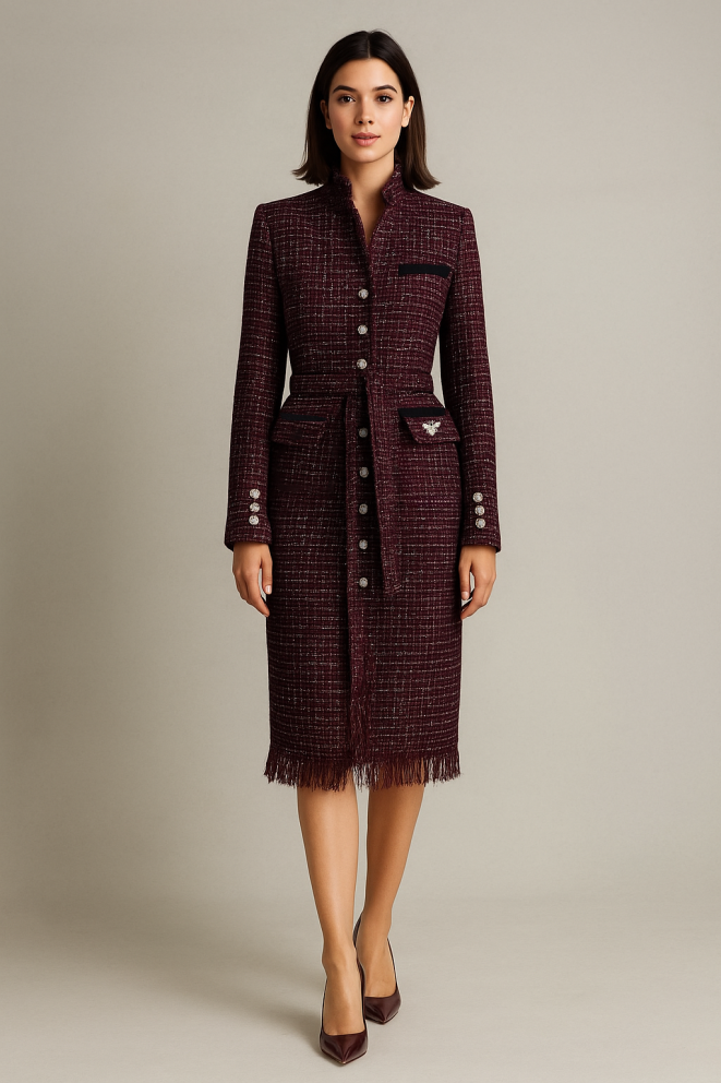 Купить Платье Zardozi Shades of Burgundy Шерсть – премиальные платья ZhannaKanGroup