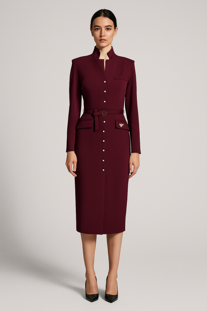 Купить Платье Zardozi Shades of Burgundy Шерсть – премиальные платья ZhannaKanGroup