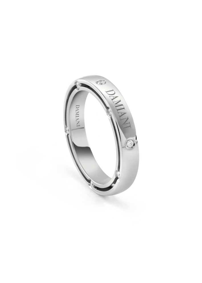 Купить Кольцо обручальное Damiani D.Side Белое золото – премиальные кольца ZhannaKanGroup