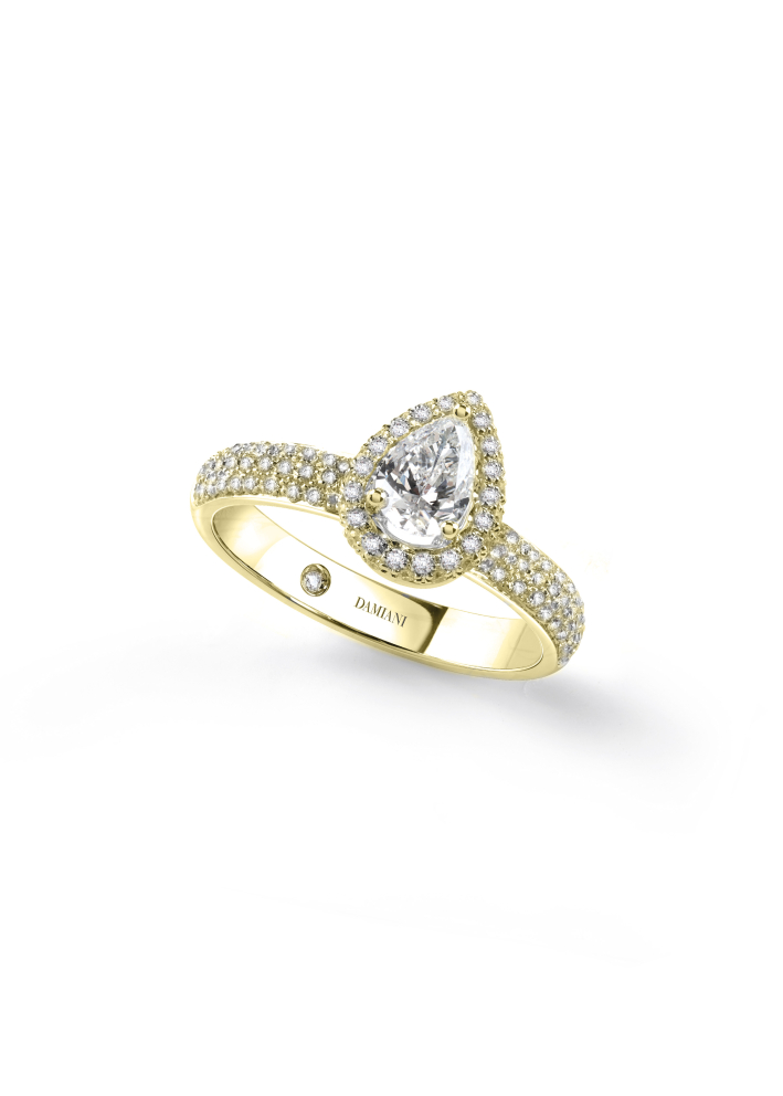 Купить Кольцо Damiani Minou full pavè Желтое золото – премиальные кольца ZhannaKanGroup