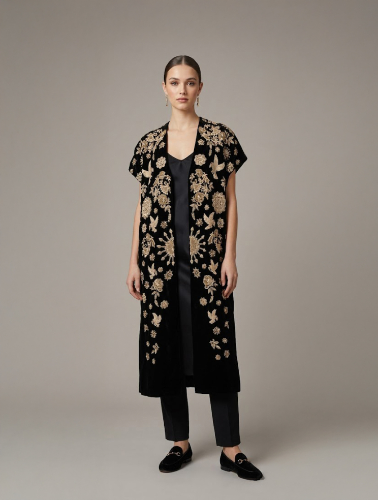 Купить Жилет Zardozi Takshila Couture Бархат – премиальные топы ZhannaKanGroup