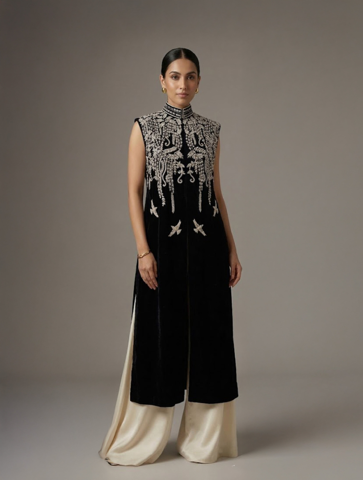 Купить Жилет Zardozi Takshila Couture Бархат – премиальные топы ZhannaKanGroup