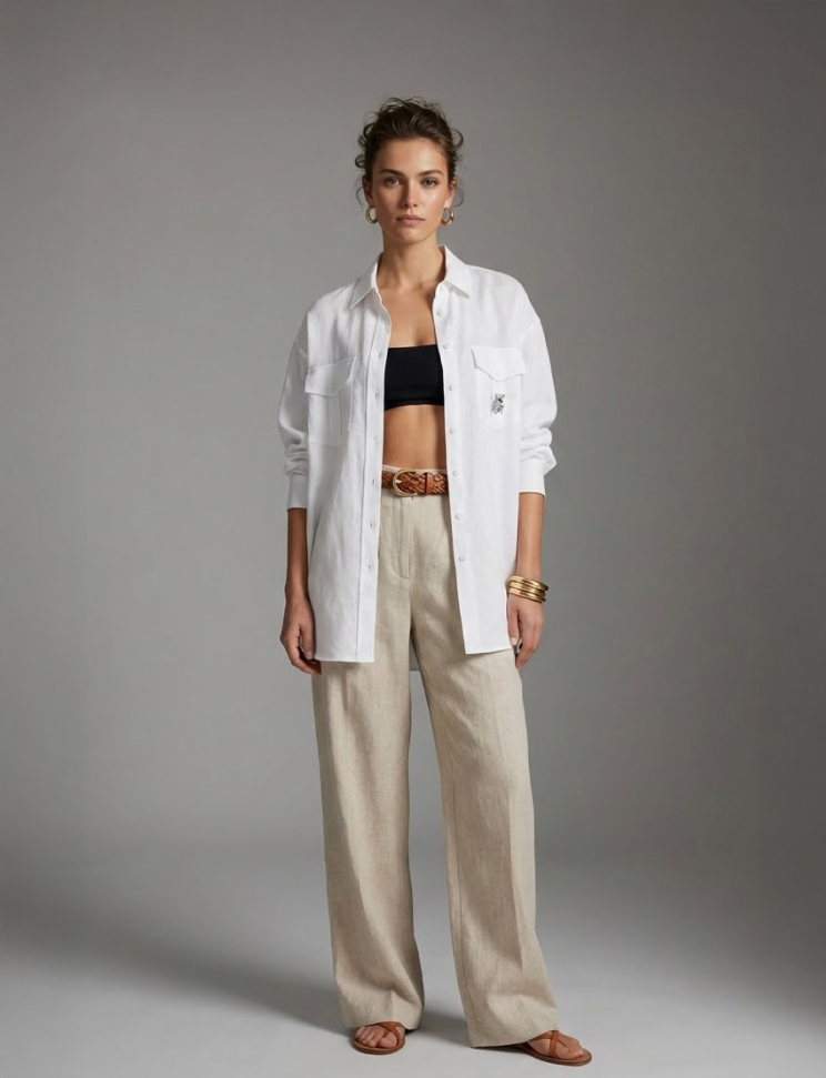 Купить ZARDOZI Рубашка Linen Лен Белый M – премиальные ZhannaKanGroup