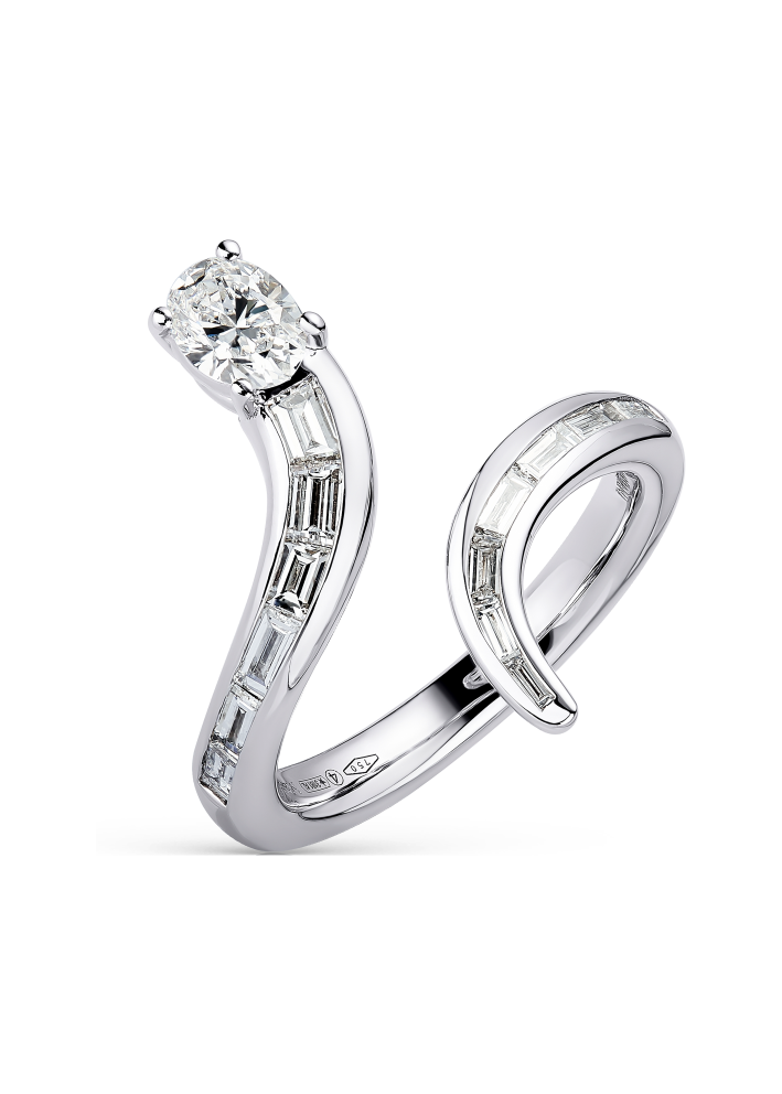 Купить Кольцо Damiani Fantasy Cut Белое золото – премиальные кольца ZhannaKanGroup