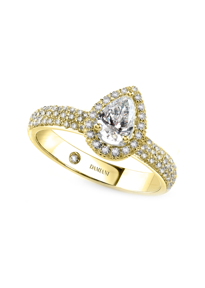 Купить Кольцо Damiani Minou full pavè Желтое золото – премиальные кольца ZhannaKanGroup