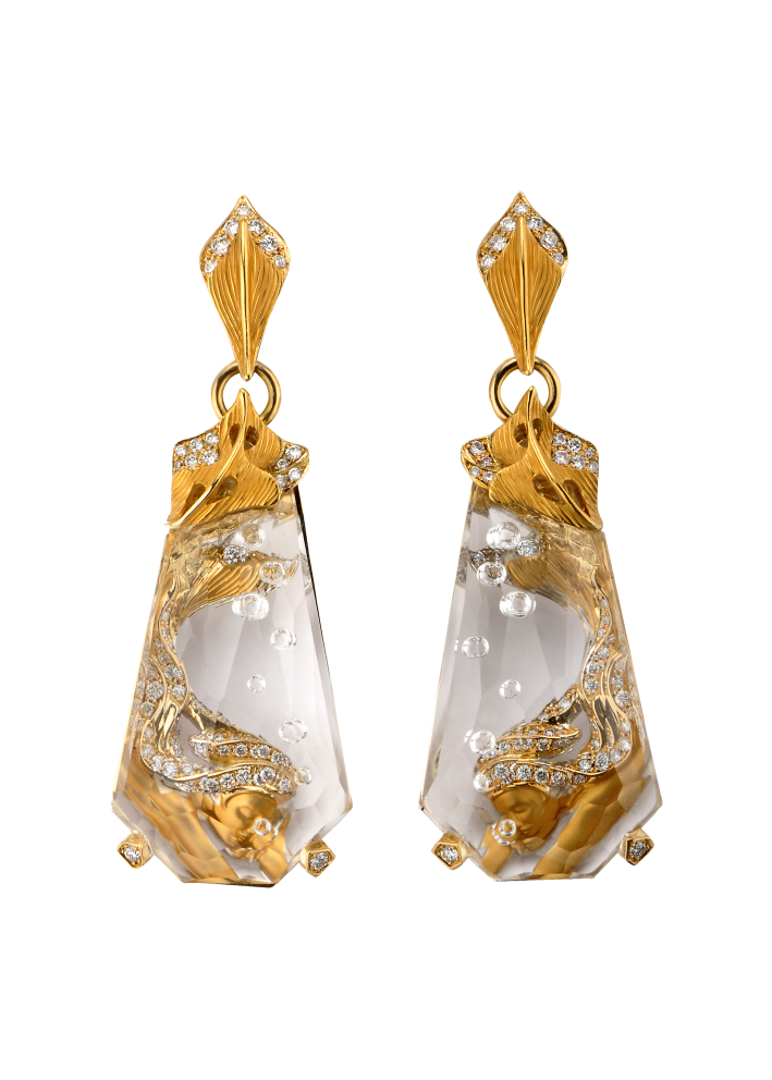 Сырға CarreraYCarrera Сирена Бұрбұлжы Ақ алтын, Сары сатып алыңыз – ZhannaKanGroup премиум