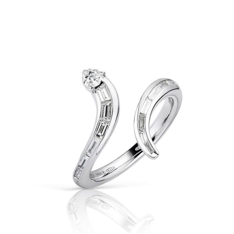 Купить Кольцо Damiani Fantasy Cut Белое золото – премиальные кольца ZhannaKanGroup