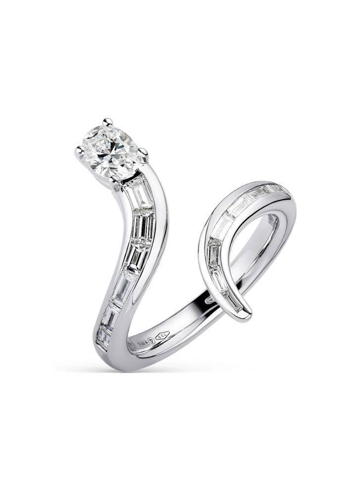 Купить Кольцо Damiani Fantasy Cut Белое золото – премиальные кольца ZhannaKanGroup