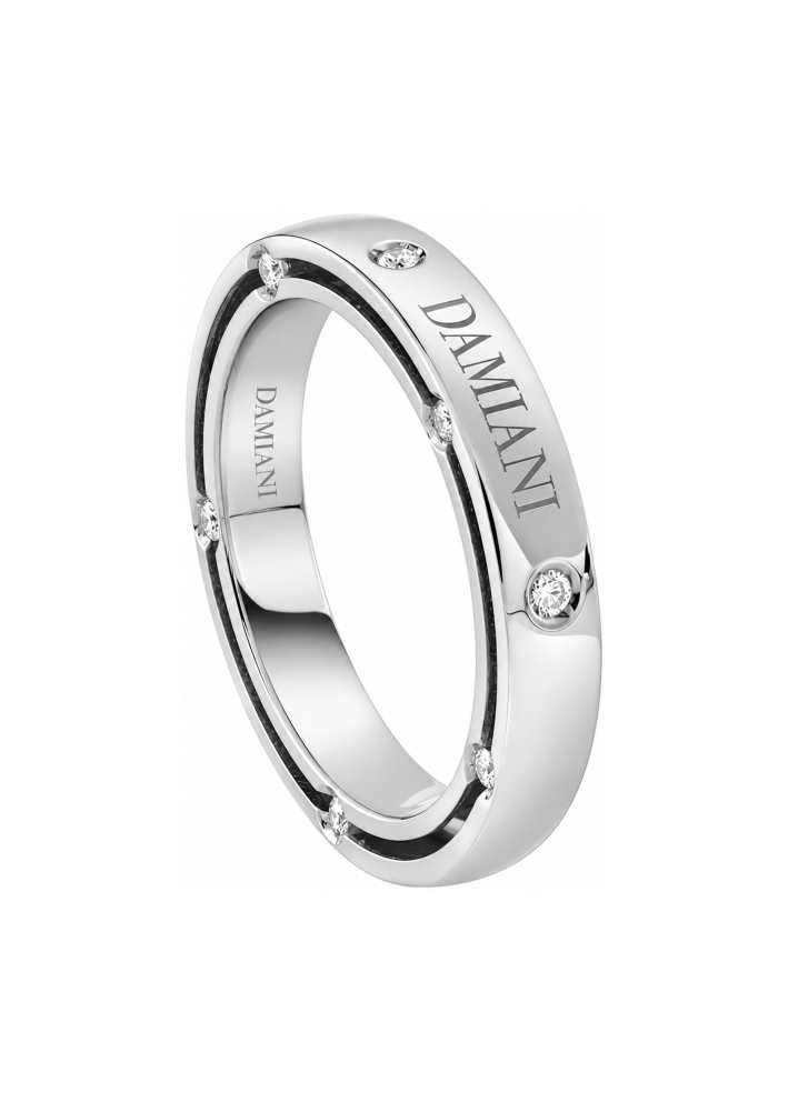 Купить Кольцо обручальное Damiani D.Side Белое золото – премиальные кольца ZhannaKanGroup